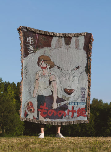 Mononoke Woven Blanket / Ghibli Embroidered Tapestry