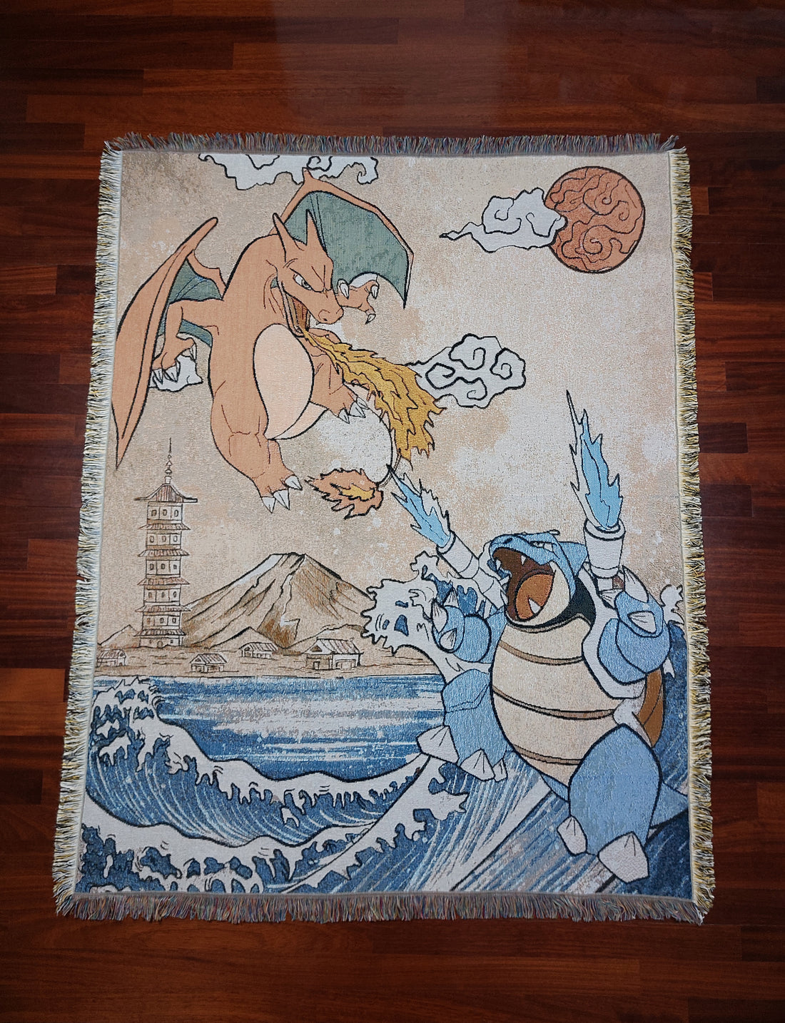 Charizard & Blastoise / Pokémon Woven Blanket / Tapestry