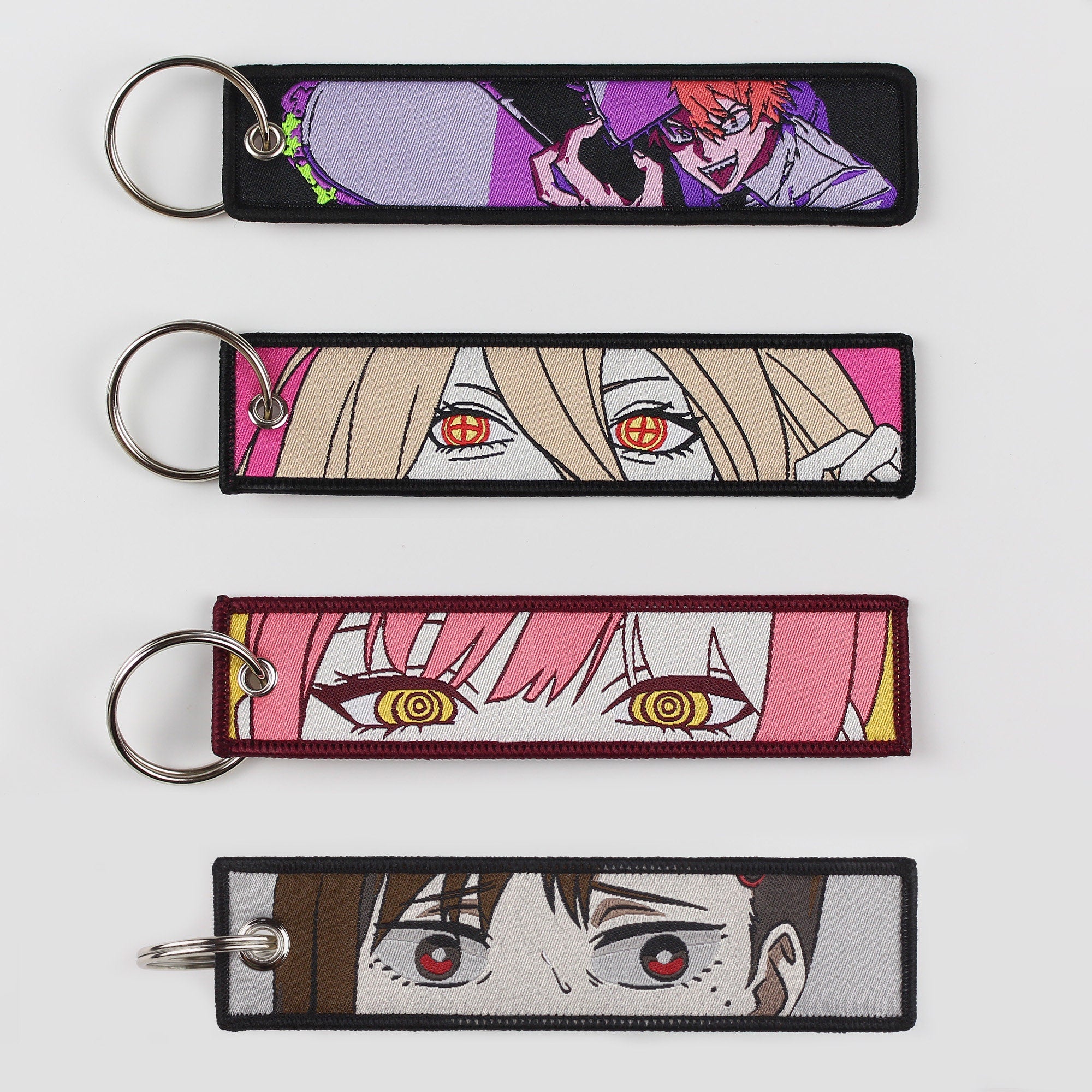 Chainsaw Man Embroidered Keychains Denji Pochita Makima Power