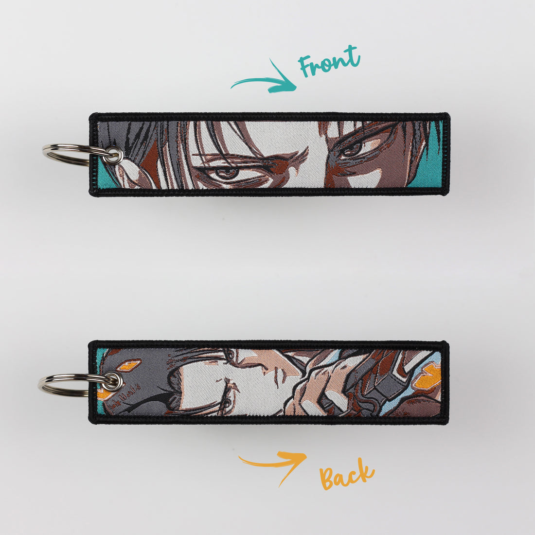 Attack On Titan Embroidered Keychains Levi Eren Mikasa Jet tag