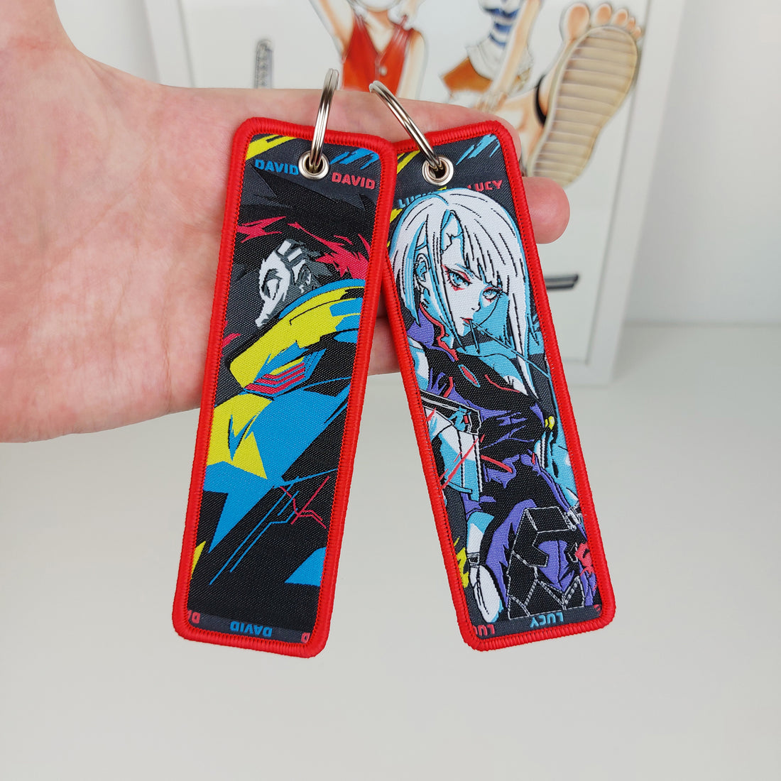 David Martinez & Lucy Anime Embroidered Keychain Smart NFC Cyberpunk Edgerunners