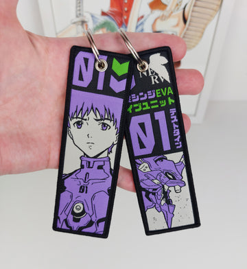 Shinji Embroidered Keychain Evangelion Anime