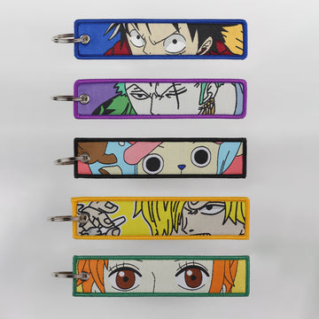 One Piece Embroidered Keychains Jet tag