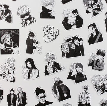 Jujutsu Kaisen Anime Stickers Anime Manga Black & White