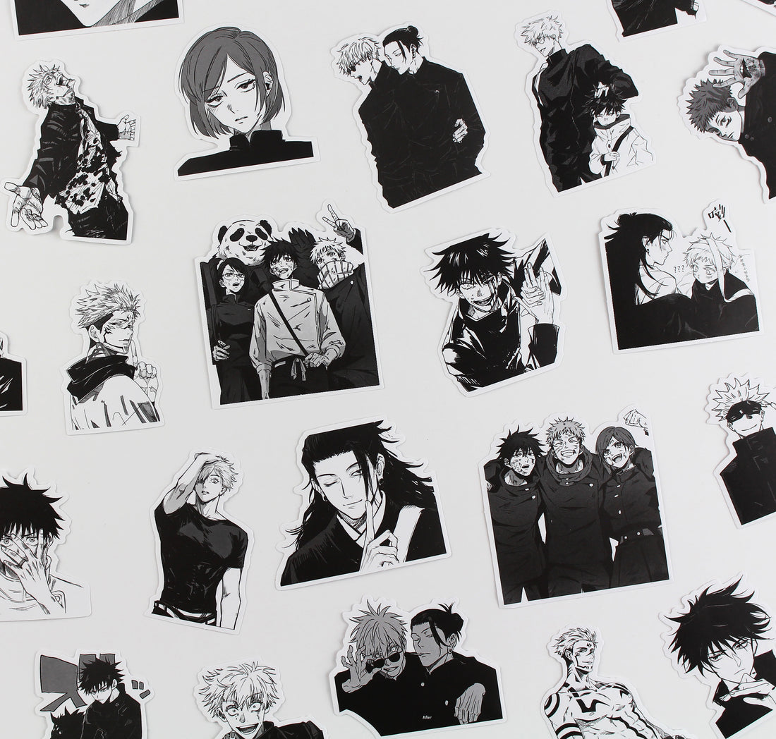 Jujutsu Kaisen Anime Stickers Anime Manga Black & White